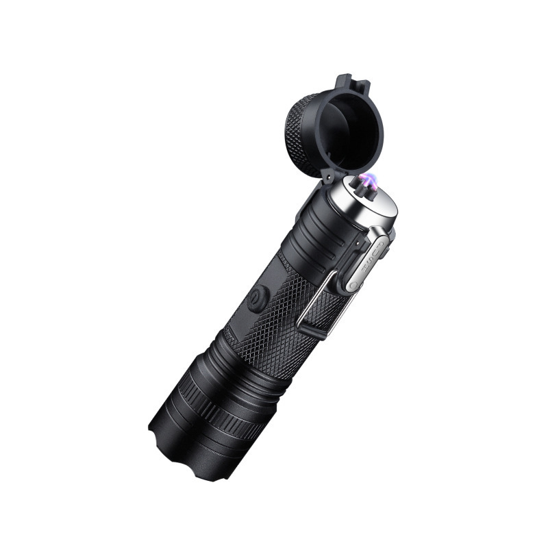 Multifunctional outdoor flashlight cigarette lighter charging dual arc lighter