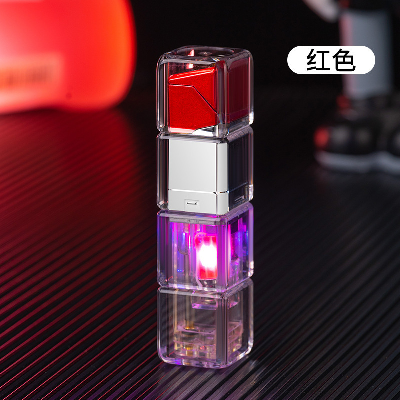 Transparent Inflatable Windproof Lighter Dice Flashlight Lighter