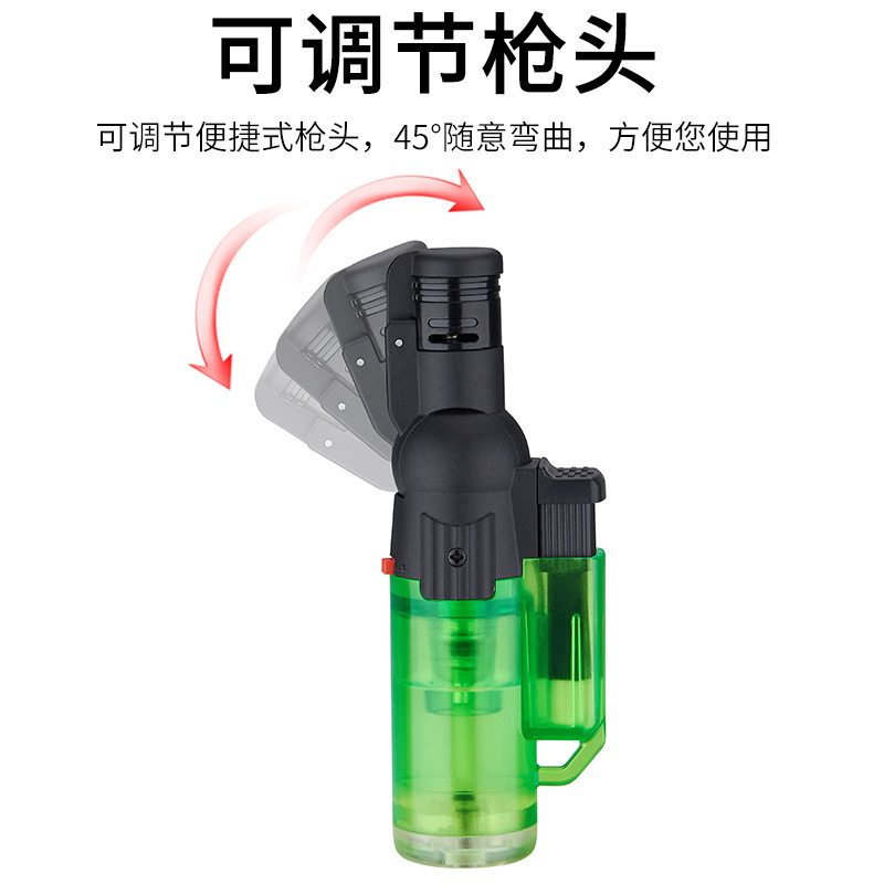 Windproof Direct Charge Lighter Inflatable Foldable Curved Flame Gun