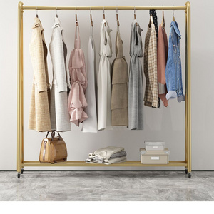 Nordic clothing rack floor-to-ceiling water pipe hanger live rack horizontal bar gantry home drying rod mobile pulley