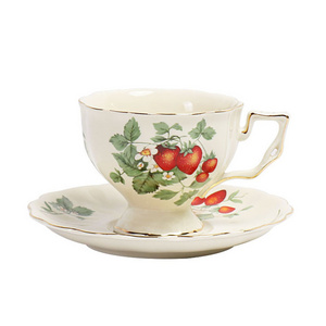 European Strawberry Coffee Cup Set Cup and Plate French Restaurant Cup and Plate