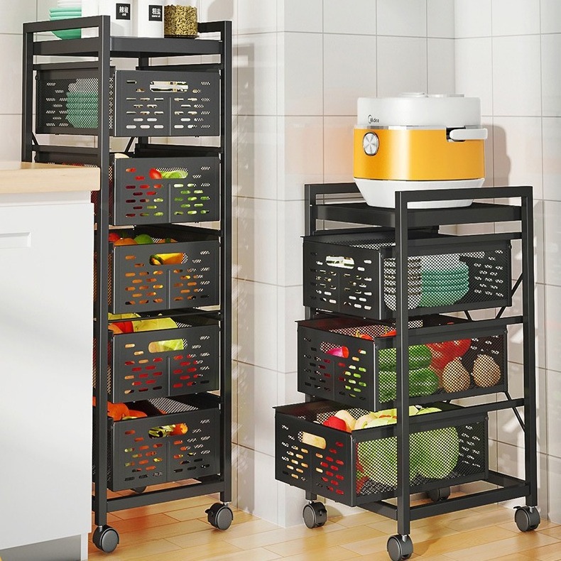 Multi-function free installation movable large capacity snack toy storage basket rack