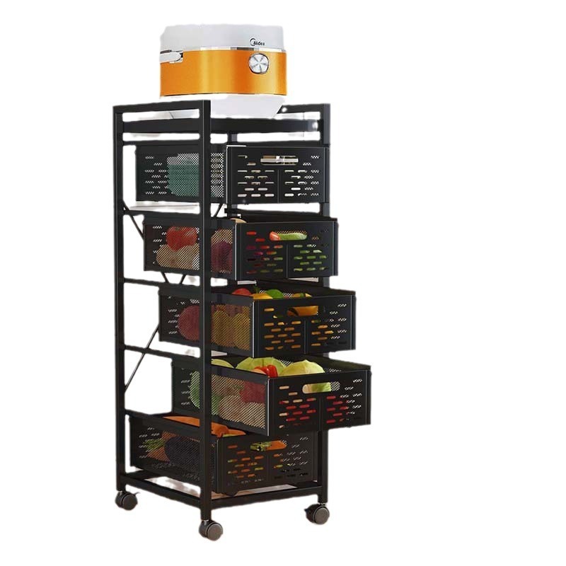 Multi-function free installation movable large capacity snack toy storage basket rack