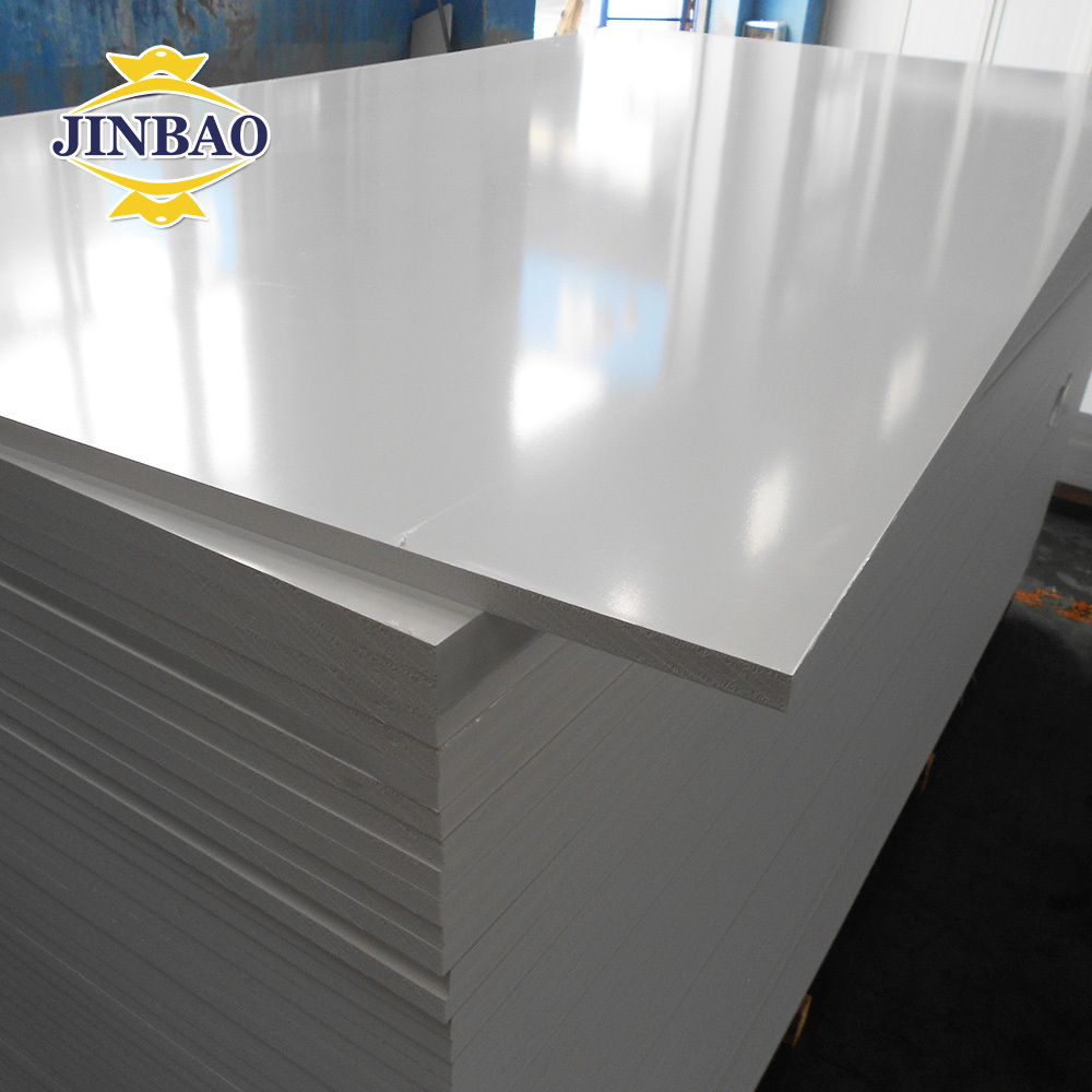 JINBAO furniture snow white hard glossy surface 4x8 density cabinet 18mm PVC celuka board