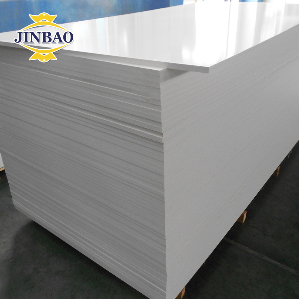 JINBAO furniture snow white hard glossy surface 4x8 density cabinet 18mm PVC celuka board