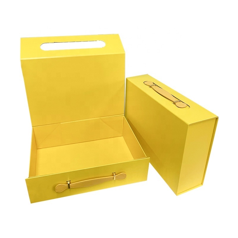 Custom luxury white yellow magnet Cosmetic clothing paper packaging box foldable Cardboard magnetic closure gift boxes with logo