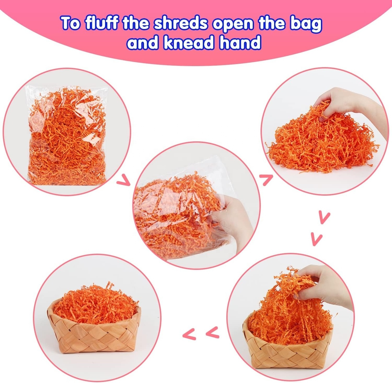 DIY Dry Straw Box Filler Wholesale High Quality Shredded Paper Raffia Grass For Valentine's Day Decoration Gift Box Packing