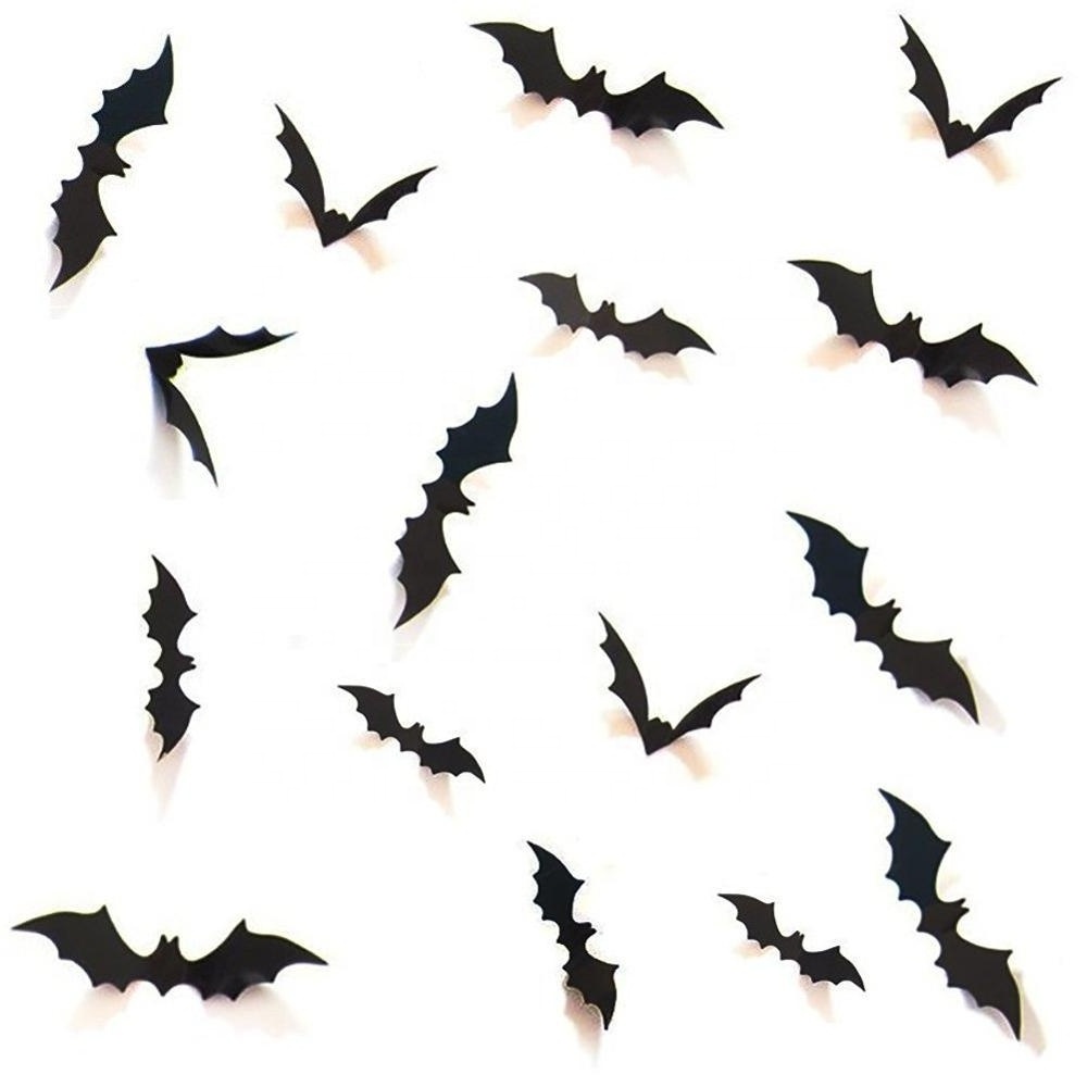 Hot Selling Wall Decoration 12 Sets of PVC 3D Bat butterfly Stickers For Halloween Ghost Festival