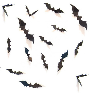 Hot Selling Wall Decoration 12 Sets of PVC 3D Bat butterfly Stickers For Halloween Ghost Festival