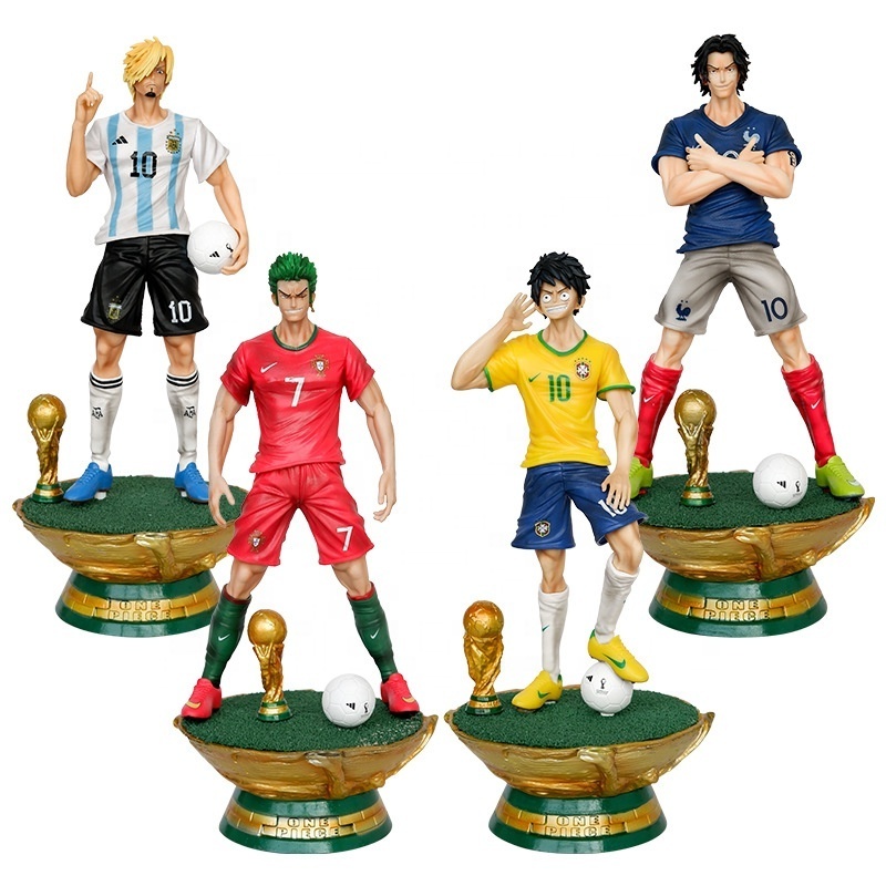 35Cm Good Quality One Pieces FootBall Cosplay Luffy Messi Anime Cartoon Model Toy Anime PVC Figure