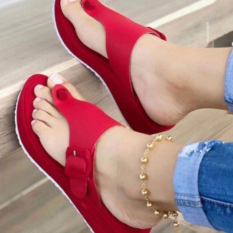 New Women Wedges Sandals Summer Casual Muffin Slip on Platform Flip Flops Ladies Sandals Party Peep Toe Sandals Sandalias Mujer