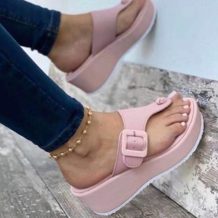 New Women Wedges Sandals Summer Casual Muffin Slip on Platform Flip Flops Ladies Sandals Party Peep Toe Sandals Sandalias Mujer