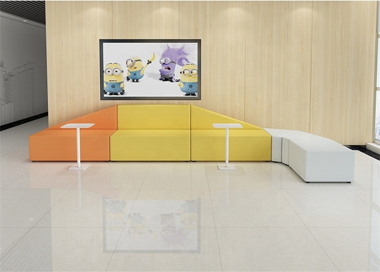 Commercial Beauty Reception Space Modern waiting Leather Sectional S Shaped Sofa Office Lobby Curved Sofa Living Room Sofa