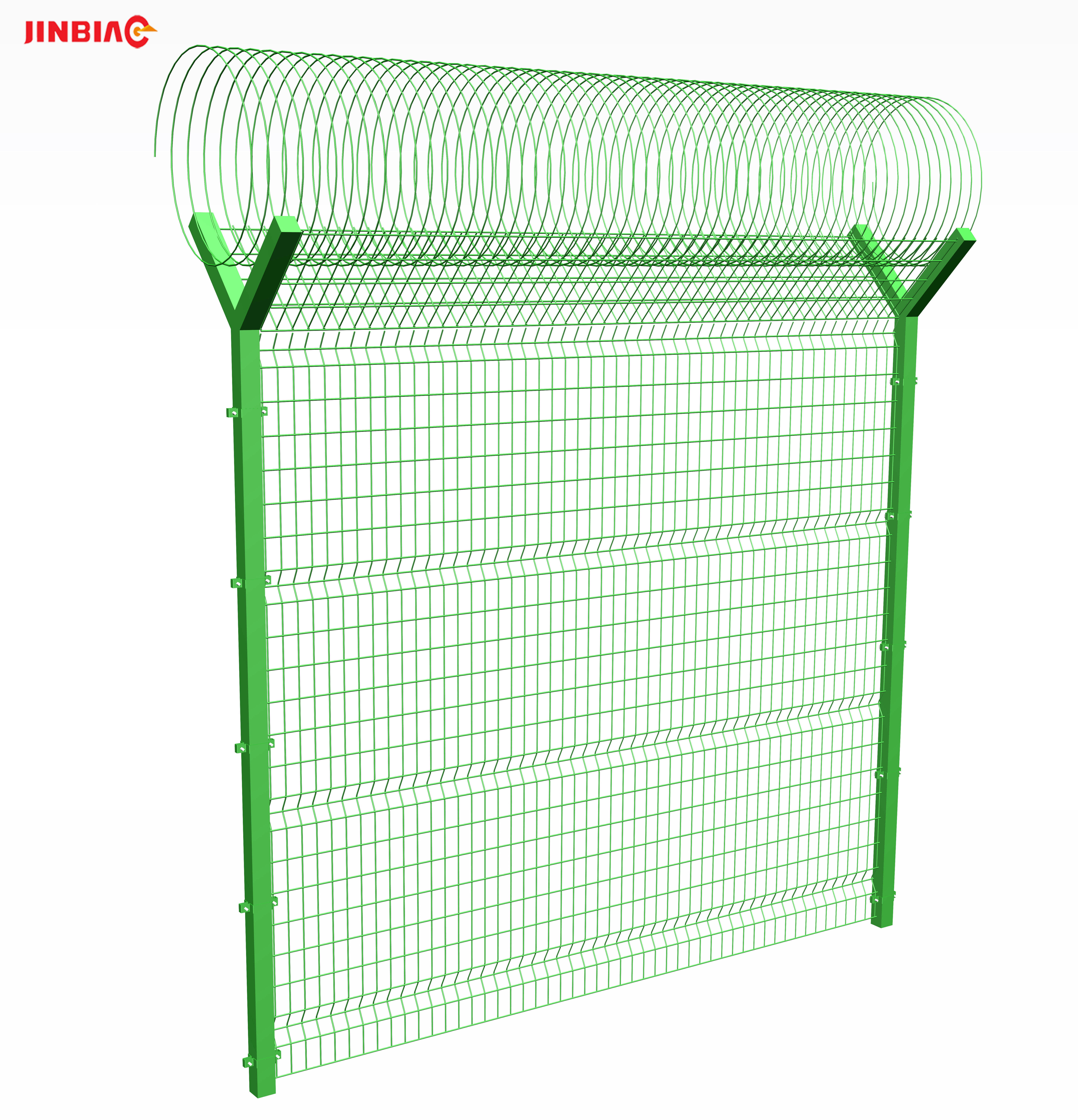 Hog Wire Mesh Fence Panels With Razor Barbed Wire On Top