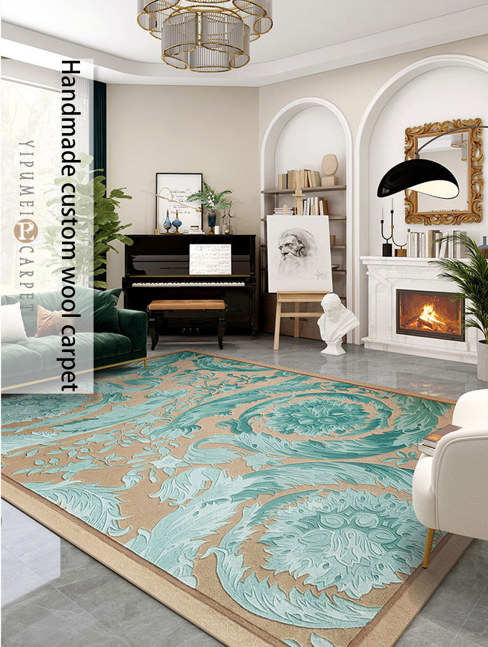 KBL Custom good Wool Carpet Living Room Hand tufted Handmade Viscose Bamboo Silk Rug F for High End Residence Hotel