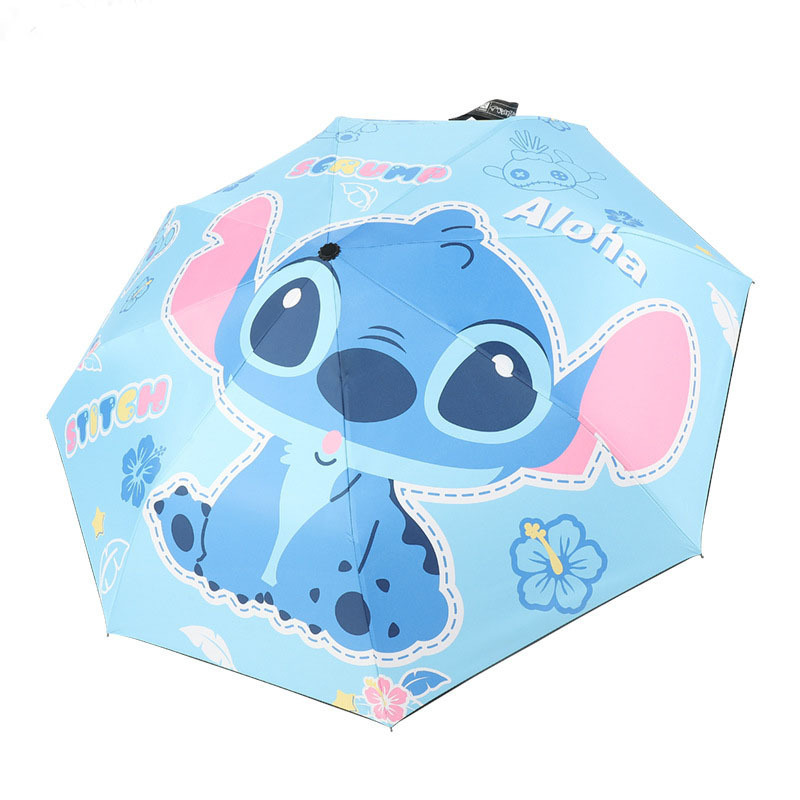 Automatic stitch blue umbrella for kids folding rain and sun dual-use small umbrella for kids