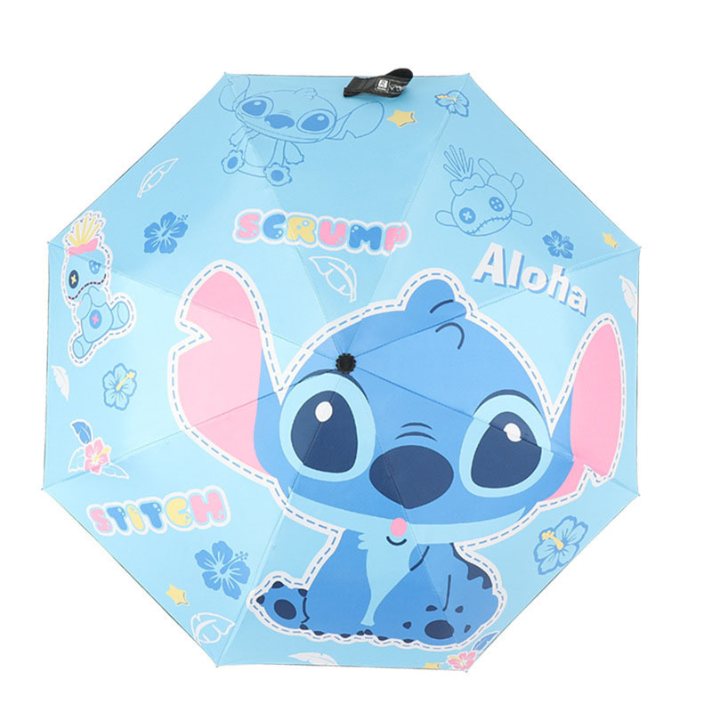 Automatic stitch blue umbrella for kids folding rain and sun dual-use small umbrella for kids