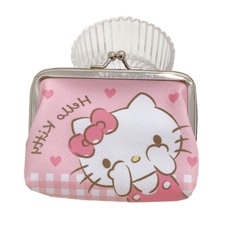 Hello KT PU leather coin purse cute lock small wallet clutch wallet with lock