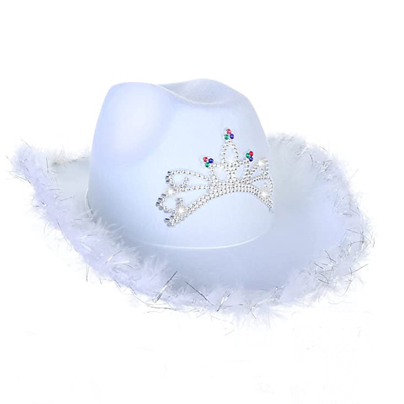 Pink Cowboy Hat With Tiara - CHILD/ADULT SIZE, Pinky Felt Cowboy Hat for Western Costume, CowGirl Pretend Plays