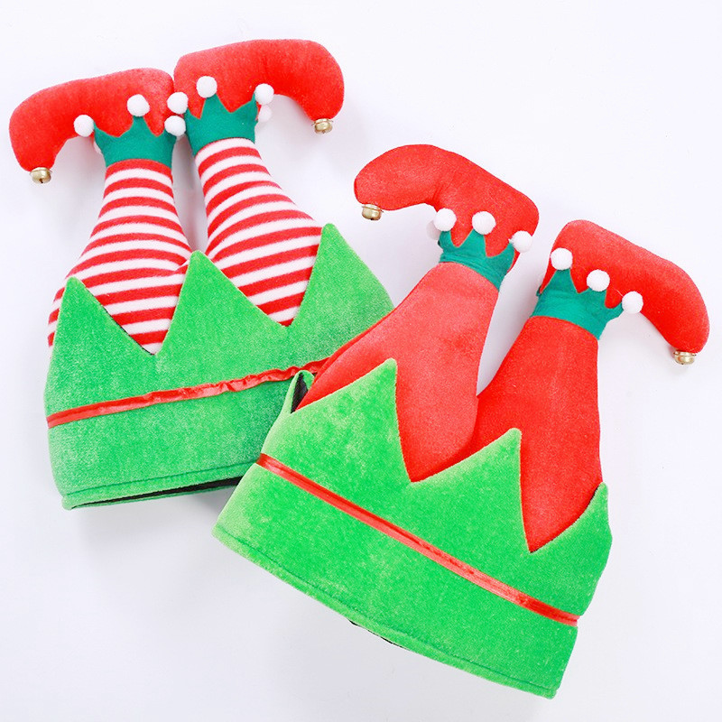 Christmas Santa Hat Cap Elf Hat Coil Santa Hat for Adults Merry Xmas Carnival Party Costume Props