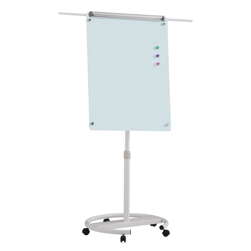 Magnetic tempered glass whiteboard mobile writing board dry erase board office meeting glass board with stand