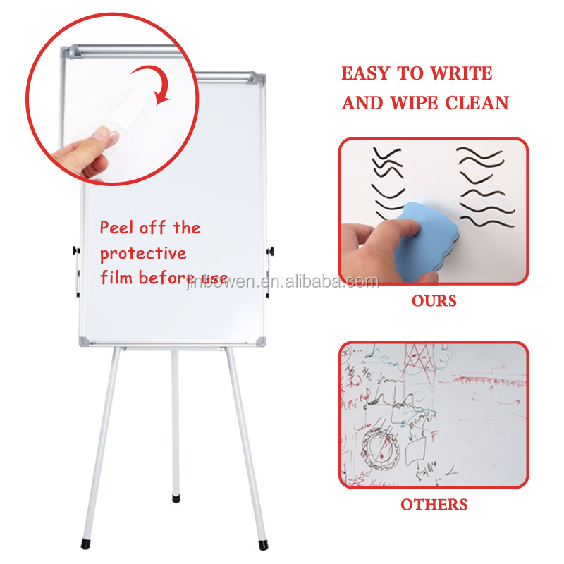 KBW Hot Sale Dry Erase White Board Sturdy Adjustable Height Flip Chart Easel Mobile Tripod Whiteboard Stand for Office School