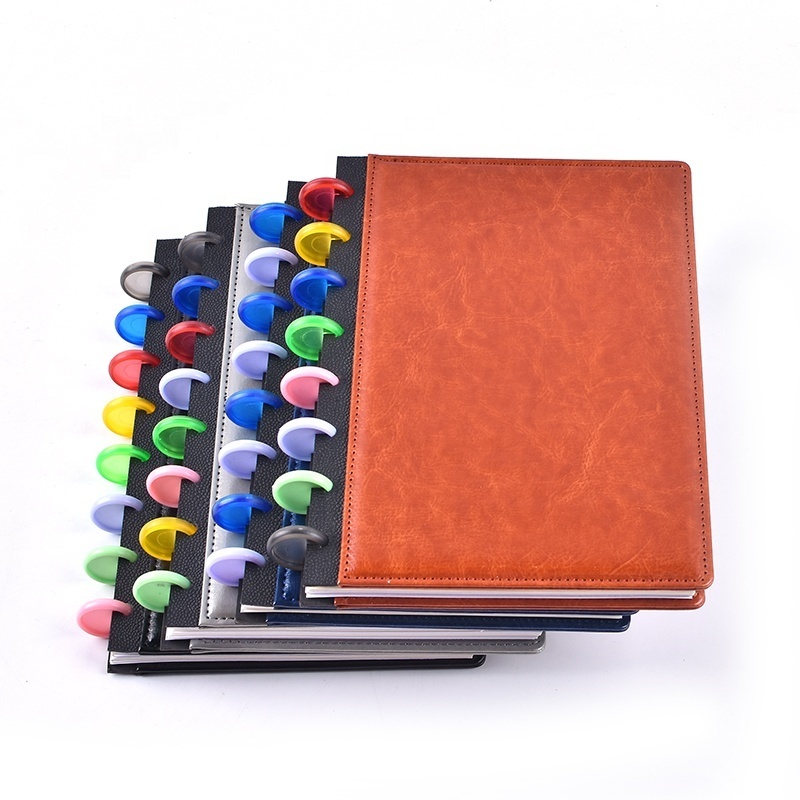 Creative Disc Binding Journal PU Leather Cover Spirale Linen Book Printing lined Notebook Spiral