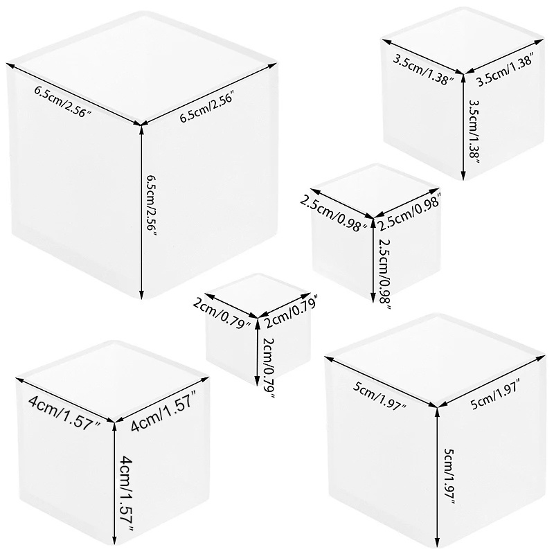 Resin Casting Molding Square Resin Mold Cube Silicone Molds for DIY Craft Making Silicone Clear Casting Molds (5size)