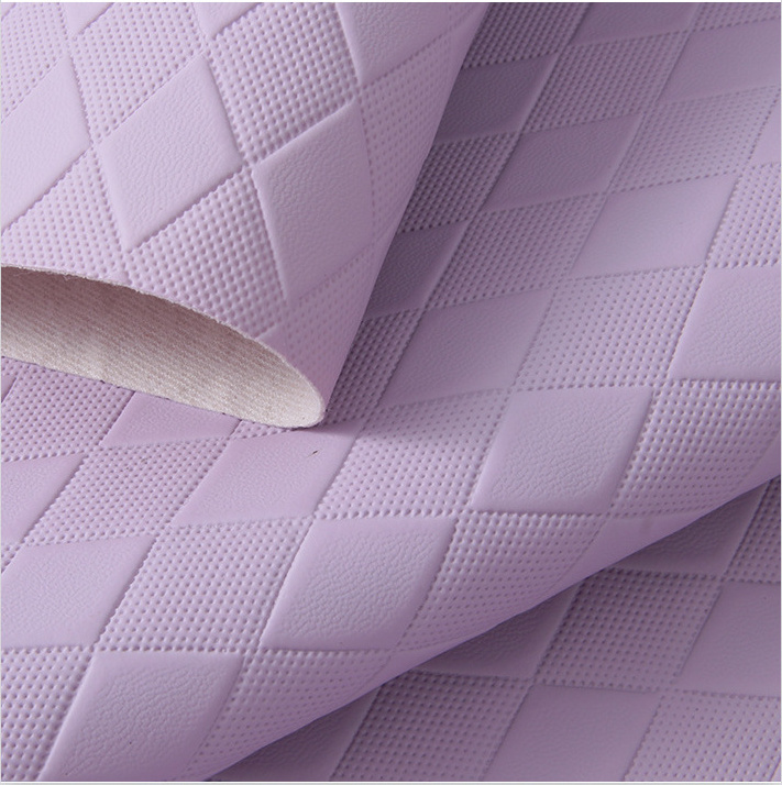 Soft PVC Colorful Solid Diamond Embossing Upholstery Synthetic Leather Used for Jacket Keychain