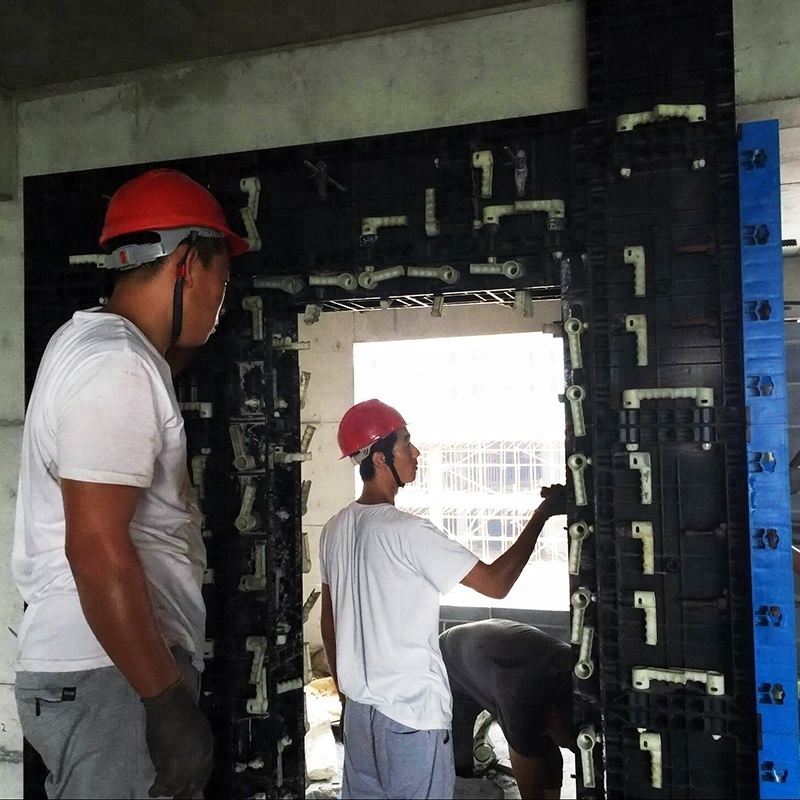 Reusable adjustable plastic formwork for building concrete wall slab columns