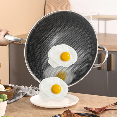 Customized pot Stainless Steel 316 Non-Stick Wok Frying Pan non stick Honeycomb Wok Set cookware Wok Pan