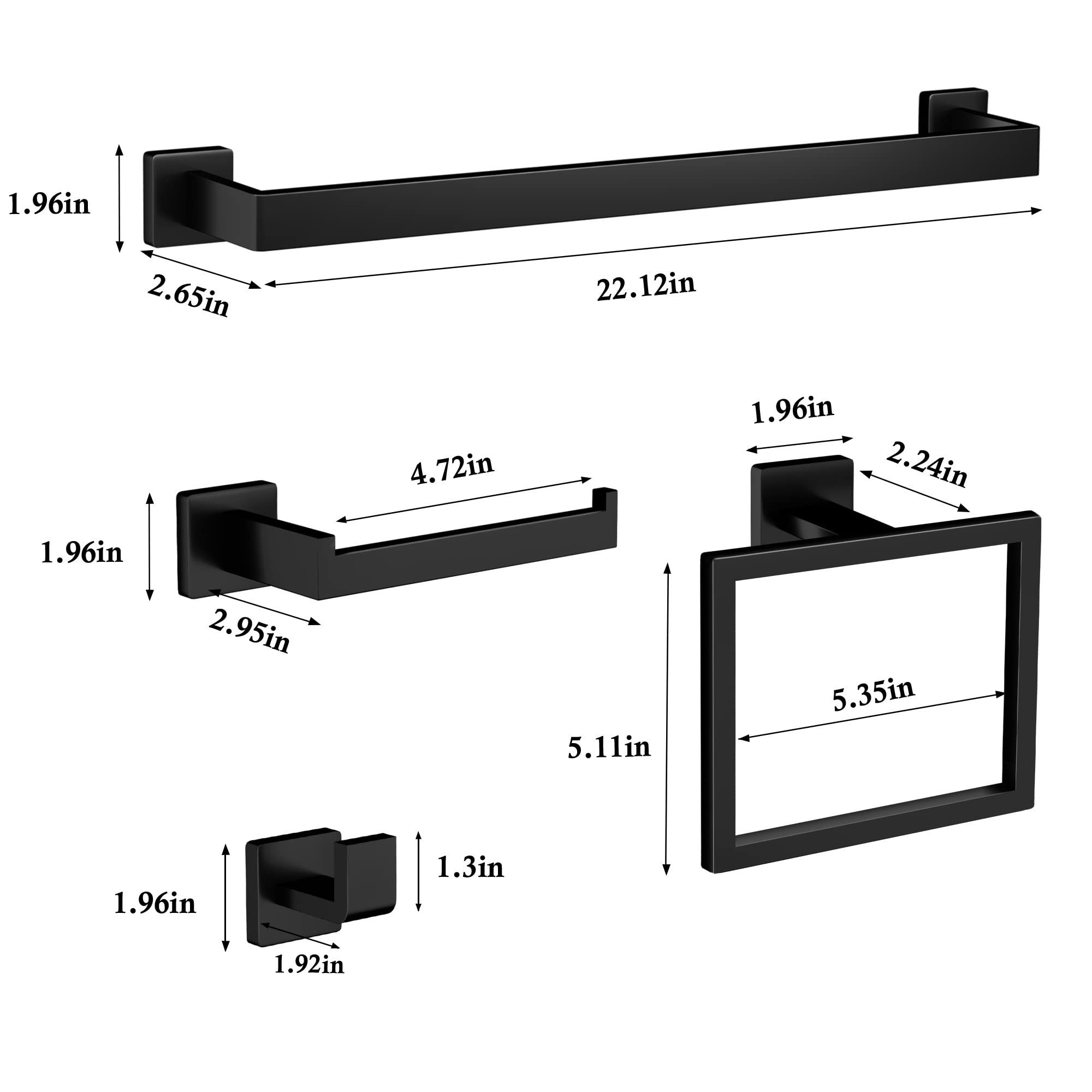 Customized Wall Mounted Towel Bar Hook Toilet Paper Holder Towel Ring  Hardware Rack Stainless Steel Bathroom Accessories Set