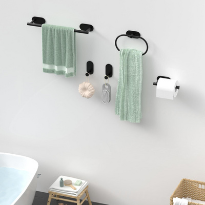 Customized Wall Mounted Towel Bar Hook Toilet Paper Holder Towel Ring Hardware Rack Stainless Steel Bathroom Accessories Set