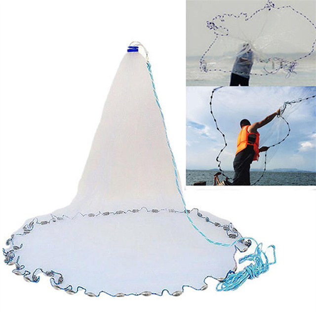 Wholesale  Diameter Foldable Tire Line Steel Lead Sinker Length Hand Throw Cast Fishing Net For Sale