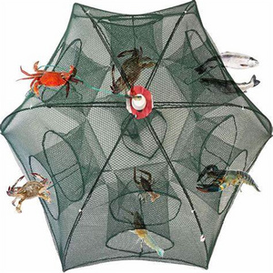 Factory portable mesh fishing trap cage umbrella fish trp net