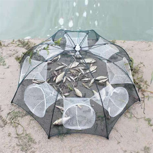 Factory portable mesh fishing trap cage umbrella fish trp net