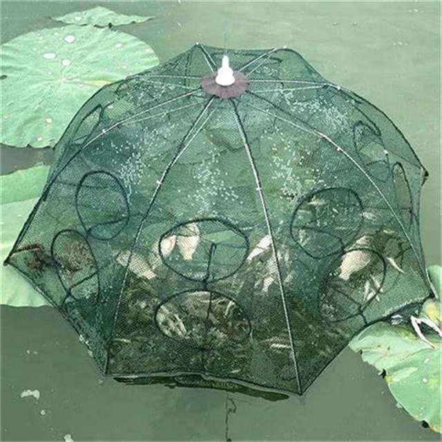 Factory portable mesh fishing trap cage umbrella fish trp net