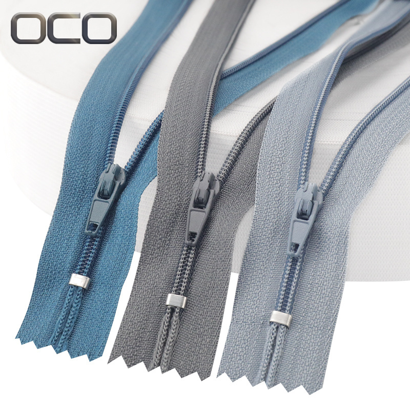 OCO Factory Fast delivery nylon spiral coil zipper stock 3# Nylon zipper close end Zipper for sofa accesorios