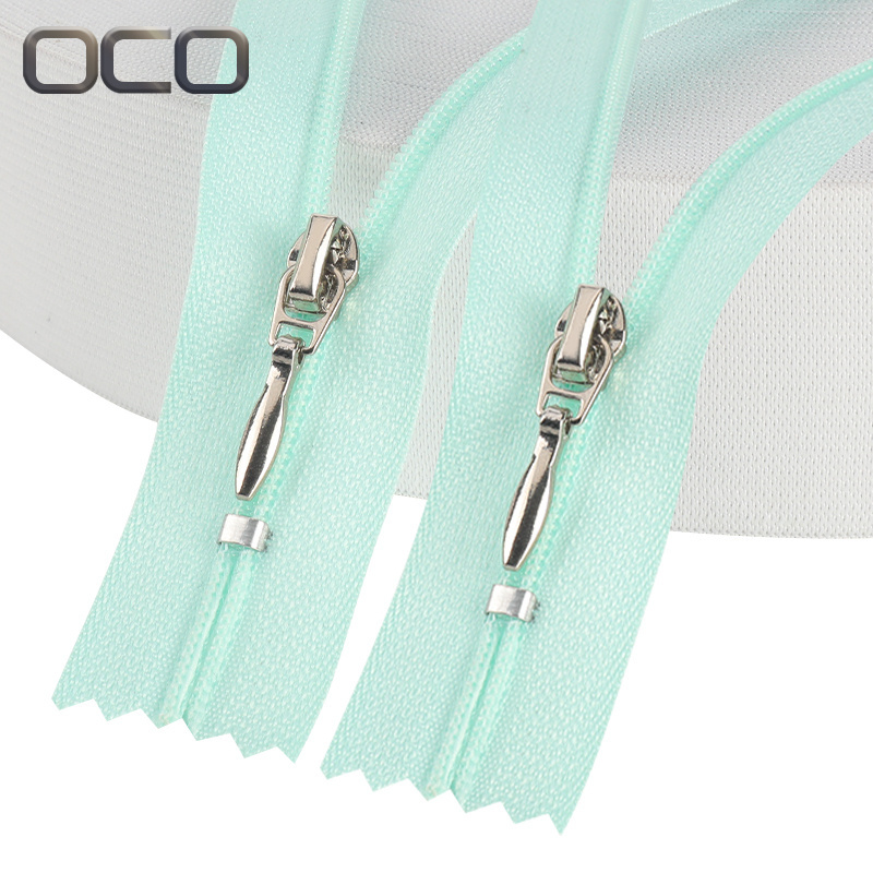 OCO Fasteners premium nylon spiral coil zipper 3# Nylon zipper close end Zipper for  clothes Garment accesorios para