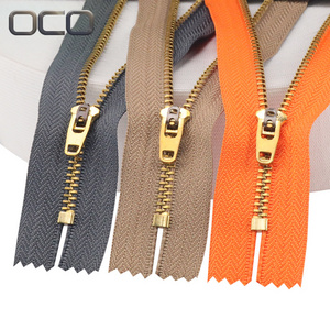 OCO cremalleras de metal Color closed auto lock custom metal zippers 3# zipper fashion metal zipper for jacket