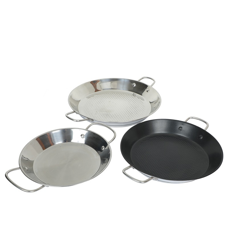 Thicken Flat Seafood Pot Pie Dish Frying Pan Paella Pans Stainless Steel Spain Composite Bottom Paella Pan stainless Steel