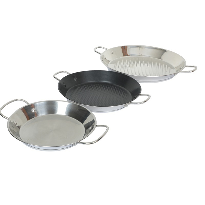 Thicken Flat Seafood Pot Pie Dish Frying Pan Paella Pans Stainless Steel Spain Composite Bottom Paella Pan stainless Steel