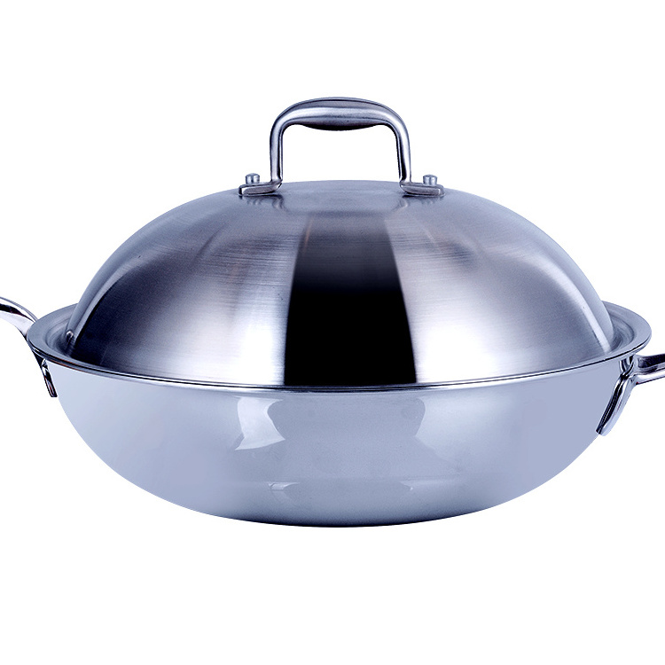 Home lfgb Super bargain large pan family restaurant30cm stainless steel wok