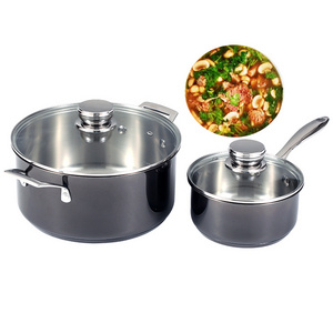 Top Selling Commercial Glass Industrial Mini Cooking Pot Set Cookware Set Stainless Steel With Cover