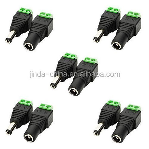 2.1mm x 5.5mm Female Male DC Power Plug Terminal Adapter for CCTV Cameras