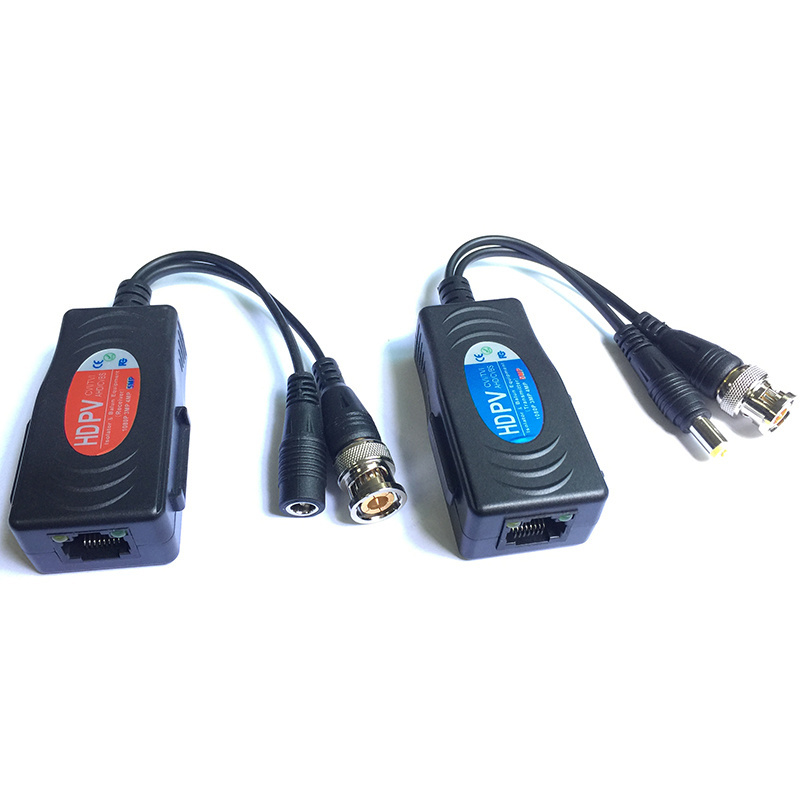 poe PVA Passive Video Balun with Power Connector and RJ45 CAT5 Data Transmitter