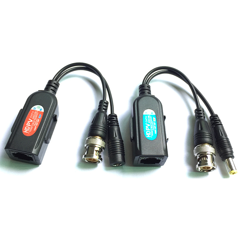 poe PVA Passive Video Balun with Power Connector and RJ45 CAT5 Data Transmitter