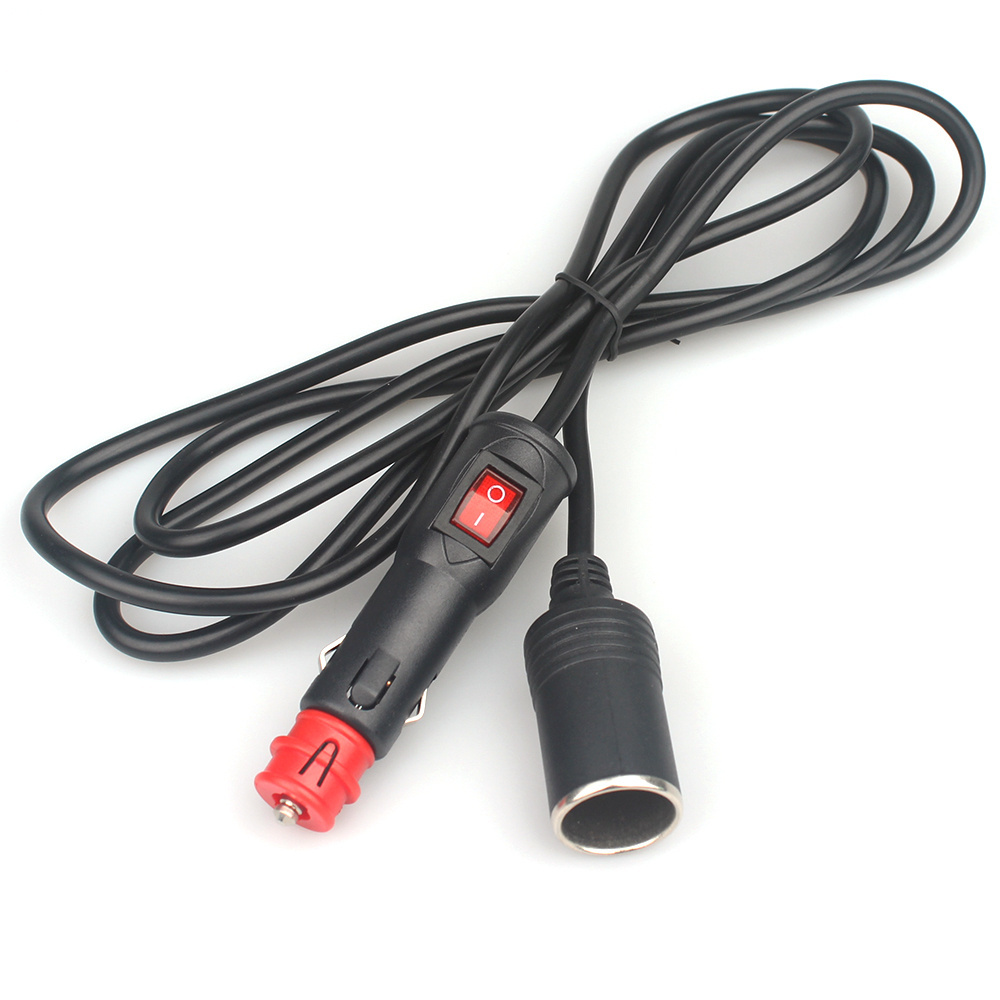 12v 24v male female car cigarette lighter plug to socket extension cable