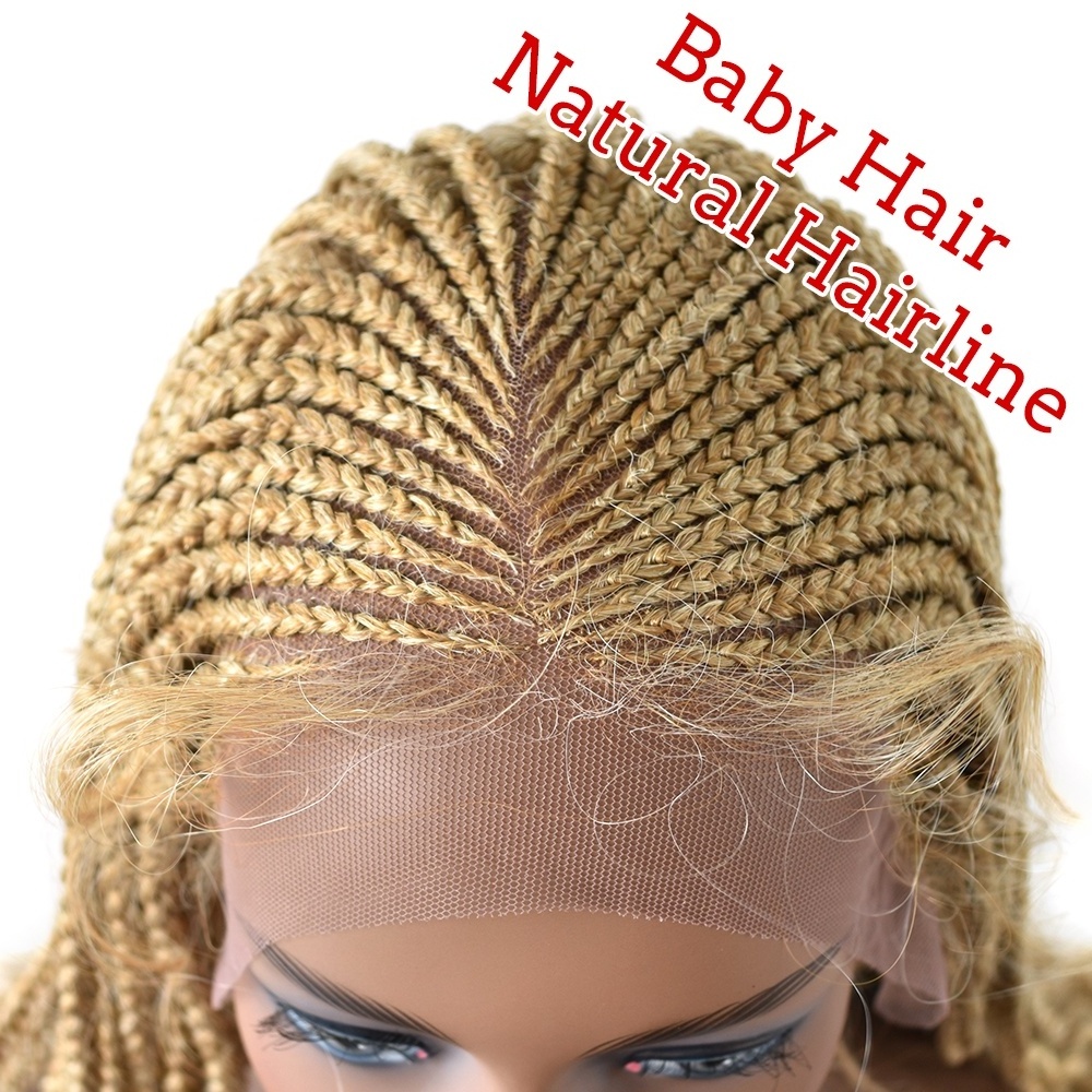 Natural Hairline Soft Comfortable Blonde Color Premium Synthetic Hair Crochet Twist Braids Lace Front Wigs