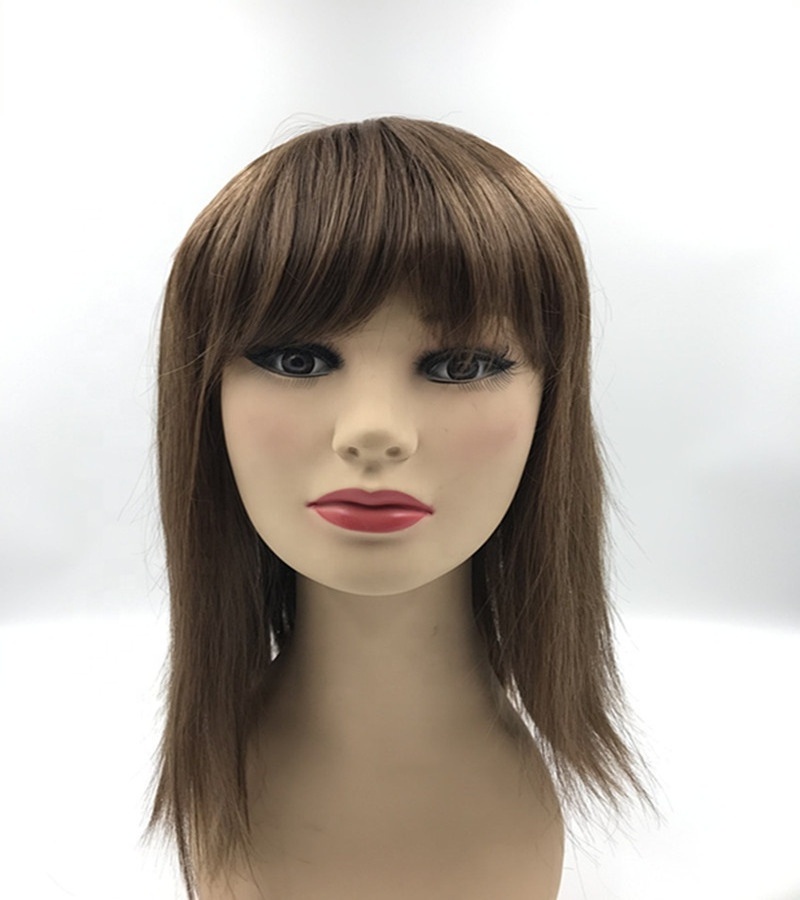 Long Straight Brown Color Synthetic Hair Fashion Cosplay Asian Women Wigs with Bangs